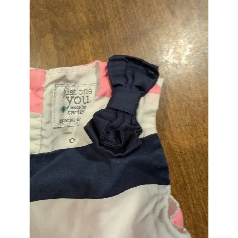 Carter’s‎ Baby Girl's Navy And White Striped Formal Dress, Size 9 months